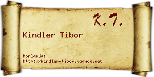 Kindler Tibor névjegykártya